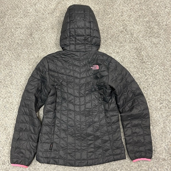 The North Face Thermoball Jacket Girls Small 7/8 Gray Pink Quilted Puffer - Picture 2 of 12